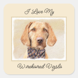 Wirefold Vizsla'絵画s – かわいいオリジナルドッグアート スクエアシール