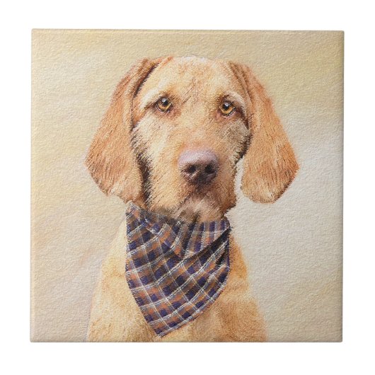 Wirefold Vizsla'絵画s – かわいいオリジナルドッグアート タイル (正面)