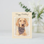 Wirefold Vizsla'絵画s – かわいいオリジナルドッグアート ポストカード (スタンド正面)