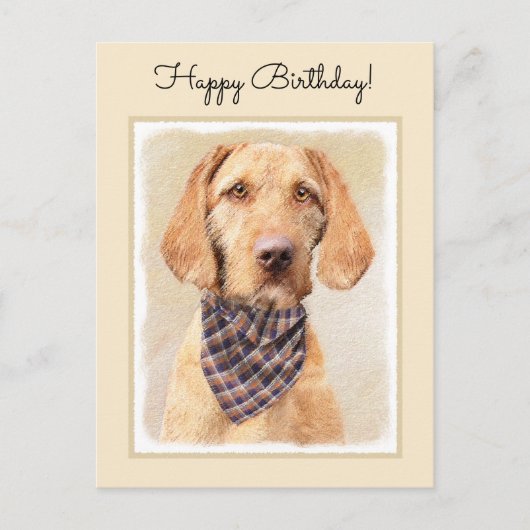 Wirefold Vizsla'絵画s – かわいいオリジナルドッグアート ポストカード (正面)