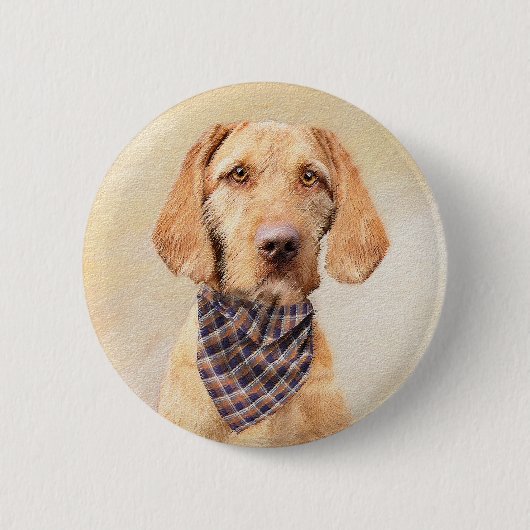 Wirefold Vizsla'絵画s – かわいいオリジナルドッグアート 缶バッジ (正面)