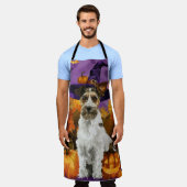 Wirefoxテリア不気味ドッグハロウィーンウィッチパンプキン エプロン (着用した状態)