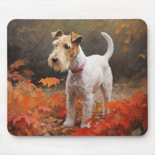 Wirefox Terrier 紅葉 マウスパッド (正面)