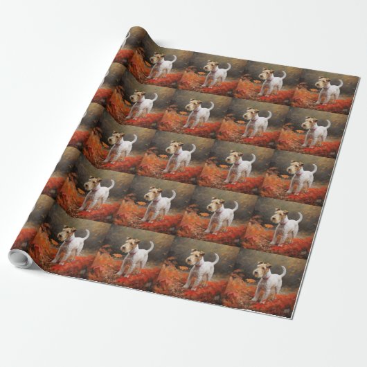 Wirefox Terrier 紅葉 ラッピングペーパー (アンロールド)