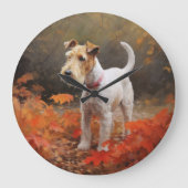 Wirefox Terrier 紅葉 ラージ壁時計 (正面)
