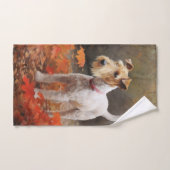 Wirefox Terrier in Autumn Leaves Fall Inspire バスタオルセット (ハンドタオル)