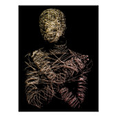 Wireframe Human Figure in Abstract Motion ポスター (正面)