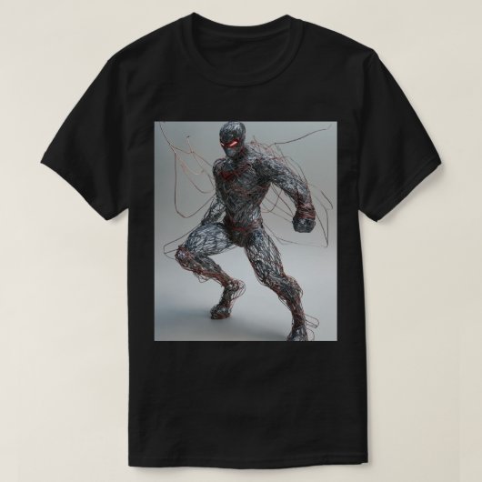 Wireframe Superhero：アニメスタイルTシャツデザイン Tシャツ (デザイン正面)