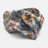 Wirehair Dachshund Dog Holiday Plaid Christmas ネクタイ (ロール)