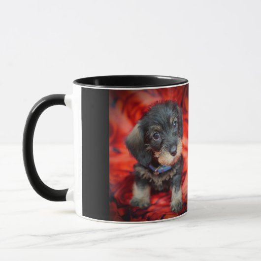 wirehairedダックスフントの子犬のコーヒー・マグ マグカップ (左)