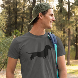 Wirehairedダックスフント のウインナー犬のシルエット tシャツ