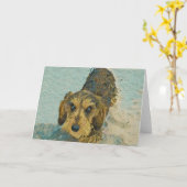 wirehairedダックスフント カード (黄色い花)