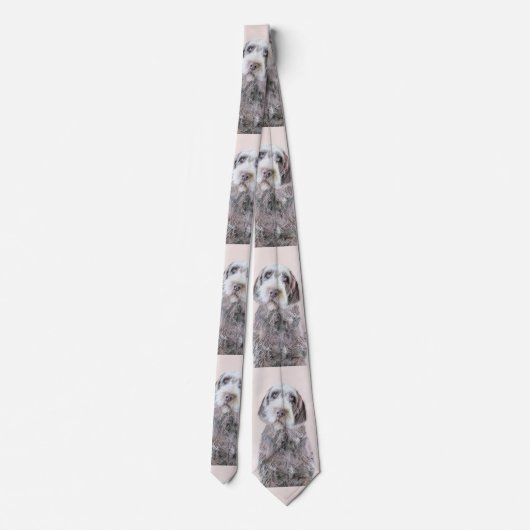 Wirehaired指すGriffon絵画-犬の芸術 ネクタイ (裏面)