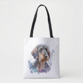 Wirehaired Dachshund Puppy Watercolor Design トートバッグ (正面)