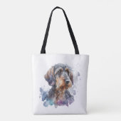 Wirehaired Dachshund Puppy Watercolor Design トートバッグ (裏面)