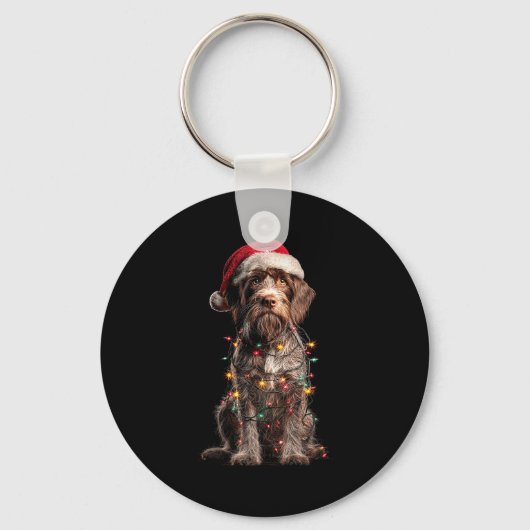 Wirehaired Inting Griffon Christmas Graphics Dog L キーホルダー (正面)