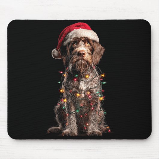 Wirehaired Inting Griffon Christmas Graphics Dog L マウスパッド (正面)