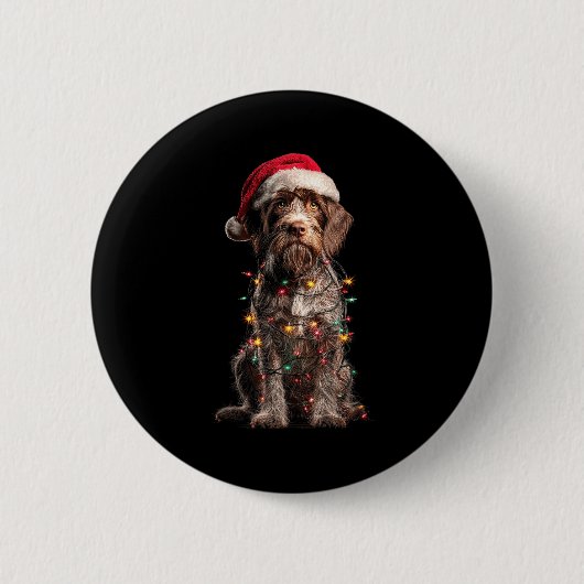 Wirehaired Inting Griffon Christmas Graphics Dog L 缶バッジ (正面)