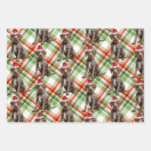 Wirehaired Pointer Christmas Dog Red Green Plaid ラッピングペーパーシート (正面2)