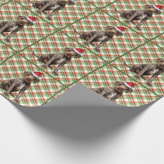 Wirehaired Pointer Dog Holiday Plaid Christmas ラッピングペーパー (角)
