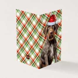 Wirehaired Pointer Dog Holiday Red Plaid Christmas