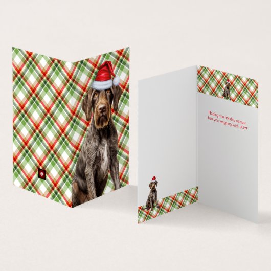 Wirehaired Pointer Dog Holiday Red Plaid Christmas (内部&外部)