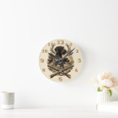 Wirehaired Pointer , Hunter Logo ラウンド壁時計 (ホーム)