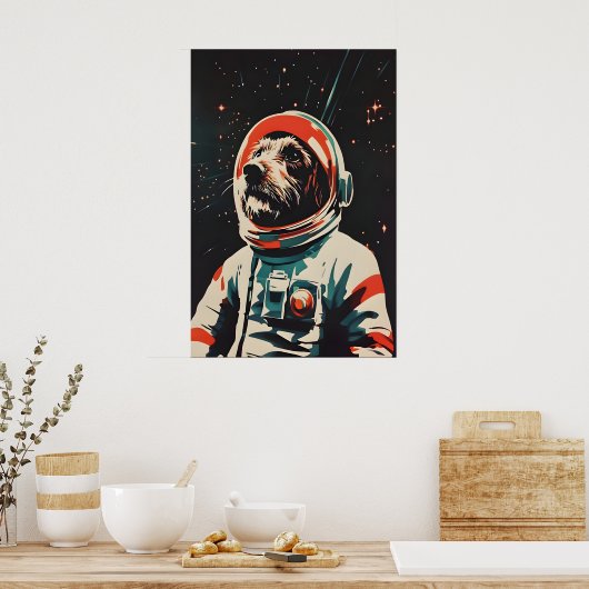 Wirehaired Pointing Griffon Astronaut Poster ポスター (キッチン)