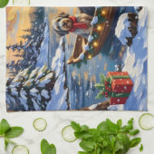 Wirehaired Pointing Griffon Christmas Boat Holiday キッチンタオル (折り畳み)