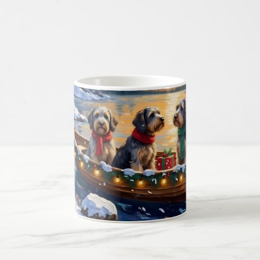 Wirehaired Pointing Griffon Christmas Boat Holiday コーヒーマグカップ (中央)