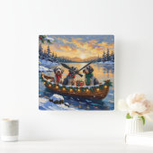Wirehaired Pointing Griffon Christmas Boat Holiday スクエア壁時計 (ホーム)