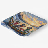 Wirehaired Pointing Griffon Christmas Boat Holiday ペーパープレート (傾斜あり)