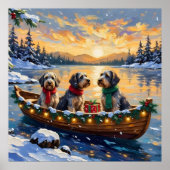 Wirehaired Pointing Griffon Christmas Boat Holiday ポスター (正面)
