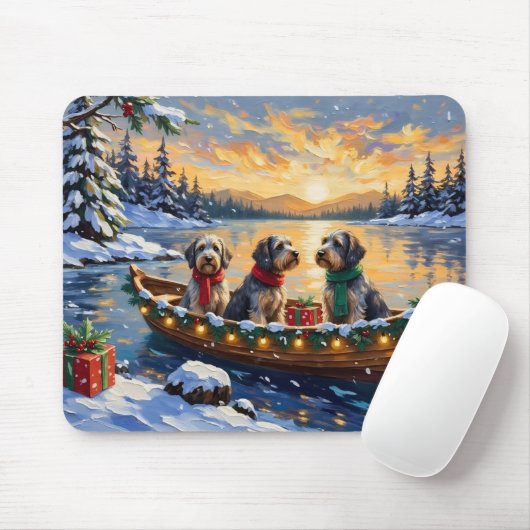 Wirehaired Pointing Griffon Christmas Boat Holiday マウスパッド (マウス)