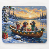 Wirehaired Pointing Griffon Christmas Boat Holiday マウスパッド (正面)