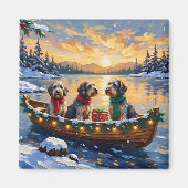 Wirehaired Pointing Griffon Christmas Boat Holiday マグネット (正面)