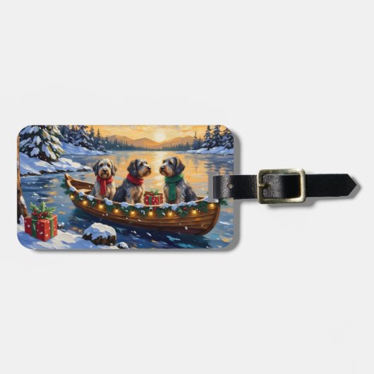 Wirehaired Pointing Griffon Christmas Boat Holiday ラゲッジタグ (正面横)