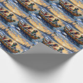 Wirehaired Pointing Griffon Christmas Boat Holiday ラッピングペーパー (角)