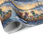 Wirehaired Pointing Griffon Christmas Boat Holiday ラッピングペーパー (ロールコーナー)