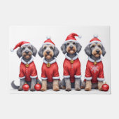 Wirehaired Pointing Griffon Christmas Dress Santa  ドアマット (正面)