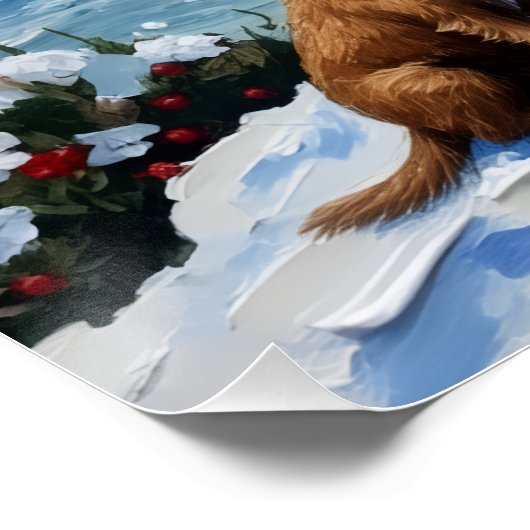 Wirehaired Pointing Griffon Christmas Lighthouse ポスター (コーナー)