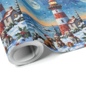 Wirehaired Pointing Griffon Christmas Lighthouse ラッピングペーパー (ロールコーナー)