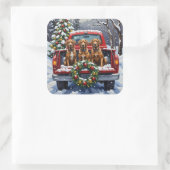 Wirehaired Pointing Griffon Christmas Red Truck スクエアシール (バッグ)