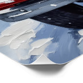 Wirehaired Pointing Griffon Christmas Red Truck ポスター (コーナー)