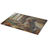 Wirehaired Pointing Griffon Cooking in Kitchen カッティングボード (角)