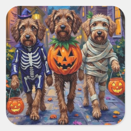 Wirehaired Pointing Griffon Halloween Costumes スクエアシール (正面)