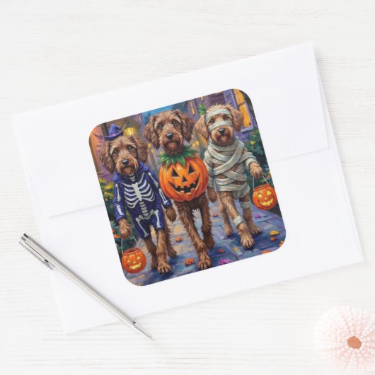 Wirehaired Pointing Griffon Halloween Costumes スクエアシール (封筒)