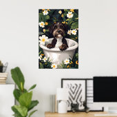 Wirehaired Pointing Griffon In Bathtub Poster ポスター (ホームオフィス)