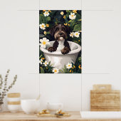 Wirehaired Pointing Griffon In Bathtub Poster ポスター (キッチン)