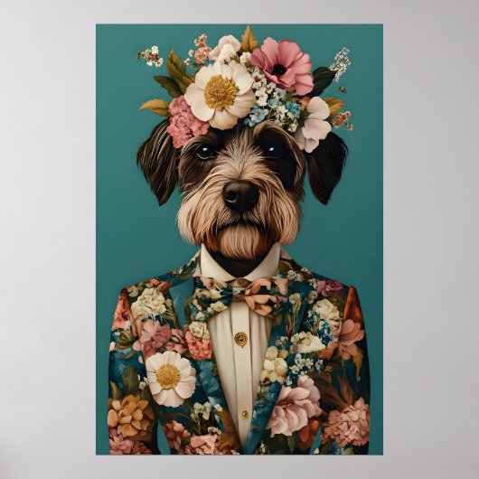 Wirehaired Pointing Griffon In Suit Poster ポスター (正面)